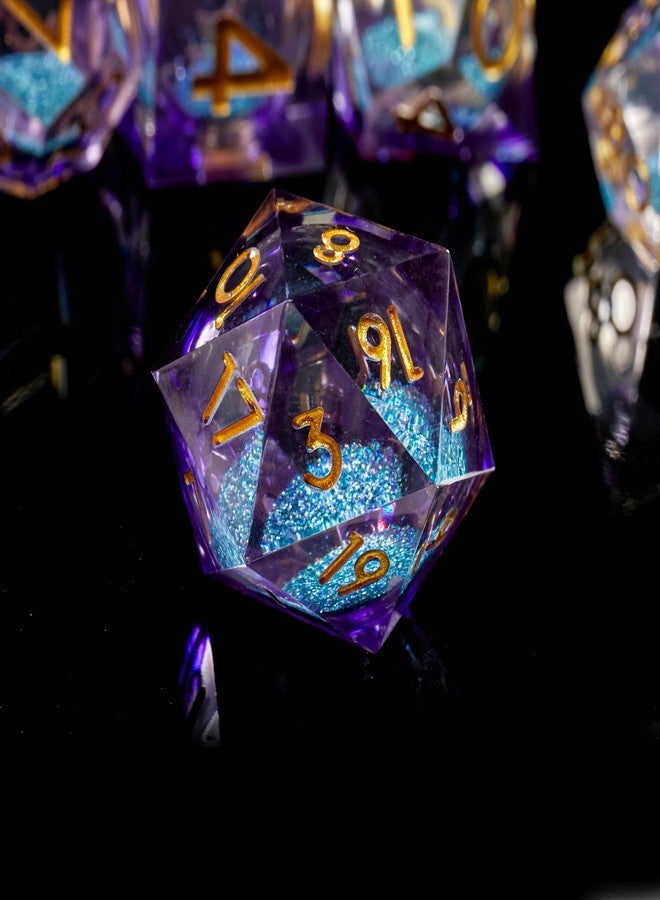 FugaCity DND Dice Set, Liquid Core Handmade Sharp Edge 7 Piece Resin Dungeons and Dragons Polyhedral Dice Set with Gift Case for RPG MTG Table Games - Image 4